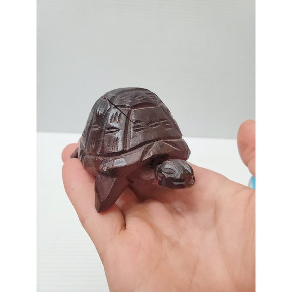 Vintage Ironwood Turtle Figurine / Handcarved Solid Wood Turtle Sculpture / - Picture 4 of 10